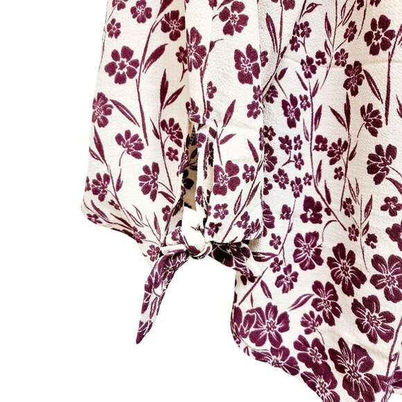 Haute Monde Floral Off Shoulder Blouse SZ S Beige/Burgundy 3/4 Sleeve Womens Top - Picture 6 of 10